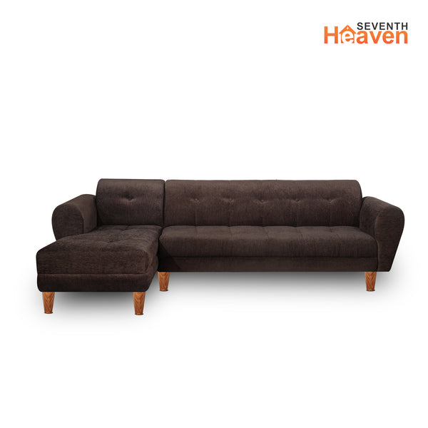 Milan 6 Seater Sofa Left Corner- ( Premium Molfino Fabric-  Brown)