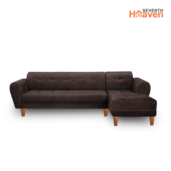 Milan 6 Seater Sofa Right Corner- ( Premium Molfino Fabric- Brown )