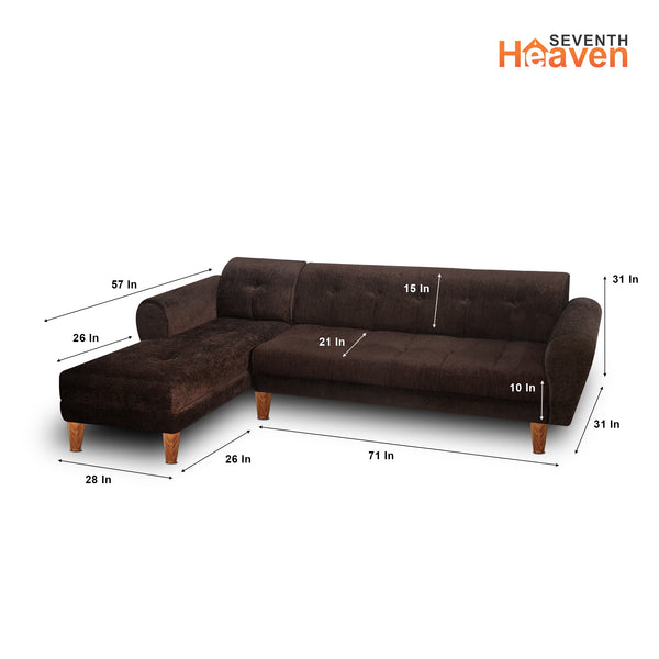 Milan 6 Seater Sofa Right Corner- ( Premium Molfino Fabric- Brown )