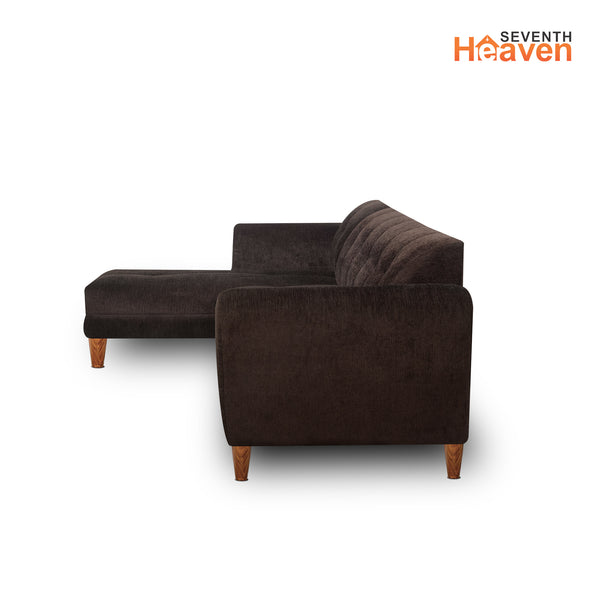 Milan 6 Seater Sofa Right Corner- ( Premium Molfino Fabric- Brown )