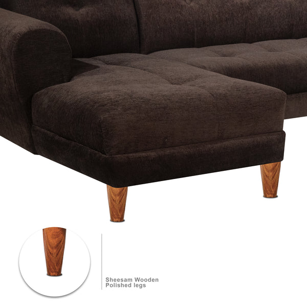 Milan 6 Seater Sofa Right Corner- ( Premium Molfino Fabric- Brown )