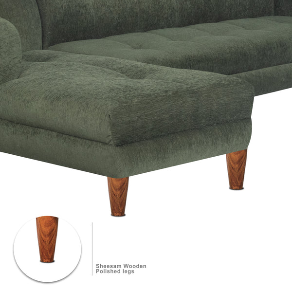 Milan 6 Seater Sofa Right Corner- ( Premium Molfino Fabric- Green )