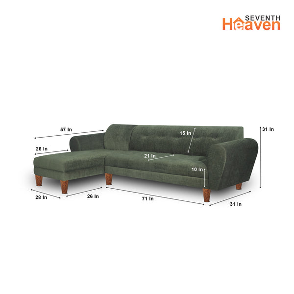 Milan 6 Seater Sofa Right Corner- ( Premium Molfino Fabric- Green )