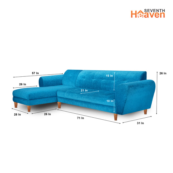 Milan 6 Seater Sofa Left Corner- ( Premium Molfino Fabric- Sky Blue )