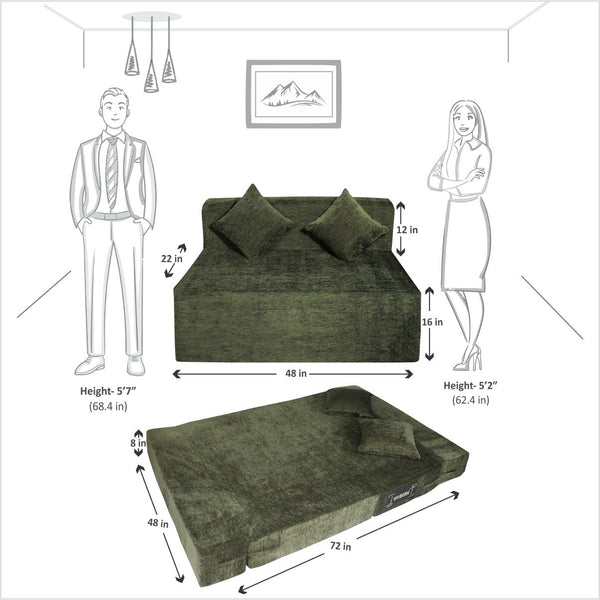 Rejoice Sofa Cum Bed Cover - 2 Seater, Plain Cushion ( Premium Molfino Fabric, Brown )