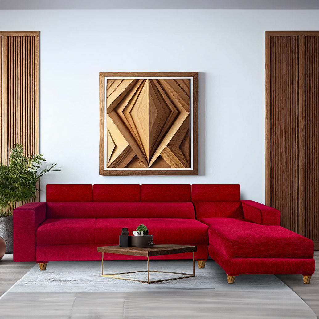Berlin 6 Seater Sofa Right Corner- ( Premium Molfino Fabric- Maroon)