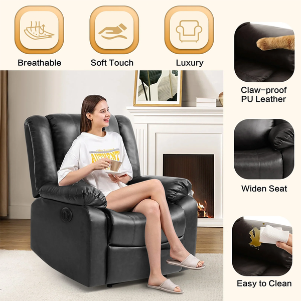 Phoenix 1 Seater Motorised Recliner – ( Spacious, Luxurious & DIY-Friendly - Black )