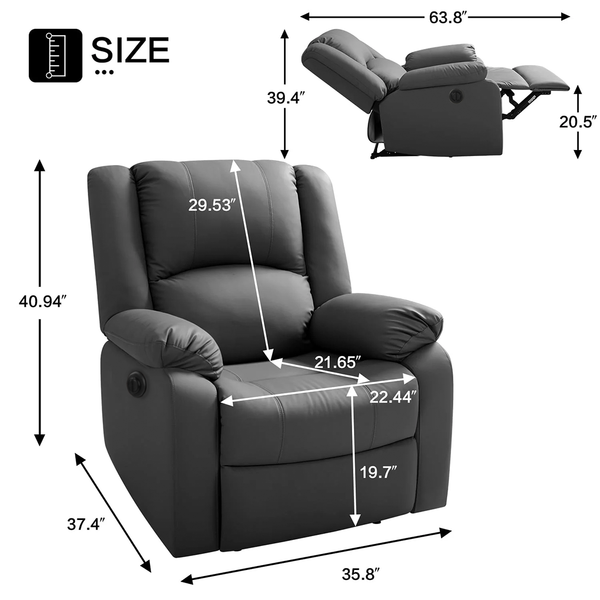 Phoenix 1 Seater Motorised Recliner – ( Spacious, Luxurious & DIY-Friendly - Grey )
