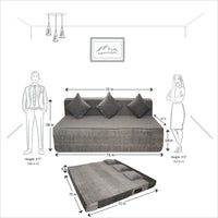 cover of grey molfino fabric 6x6 rejoice sofa cum bed