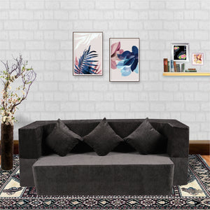 Flipper X Sofa Cum Bed - 3  Seater, Plain Cushion ( Premium Molfino Fabric, Grey)