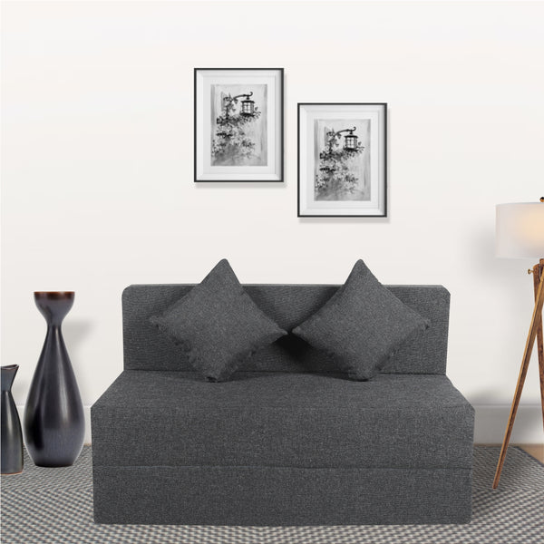 Rejoice Sofa Cum Bed Cover - 2 Seater, Plain Cushion ( Premium Molfino Fabric, Grey)