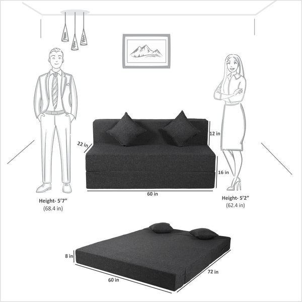 Rejoice Sofa Cum Bed Cover - 3 Seater, Plain Cushion ( Jute Fabric,  Grey )