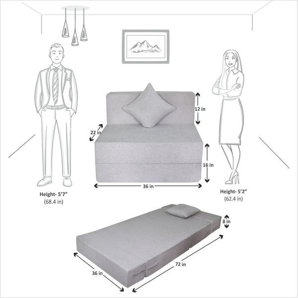 Rejoice Sofa Cum Bed Cover - 1  Seater, Plain Cushion ( Jute Fabric,  Light Grey  )