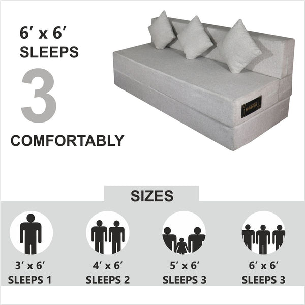 Rejoice Sofa Cum Bed -  4  Seater, Plain Cushion Cushion ( Jute Fabric, Light Grey )