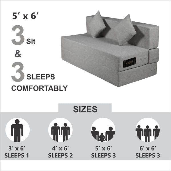 Rejoice Sofa Cum Bed - 3  Seater, Plain Cushion ( Jute Fabric, Grey )
