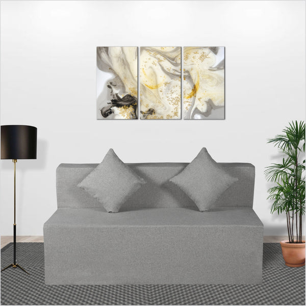 Rejoice Sofa Cum Bed - 3  Seater, Plain Cushion ( Jute Fabric, Grey )