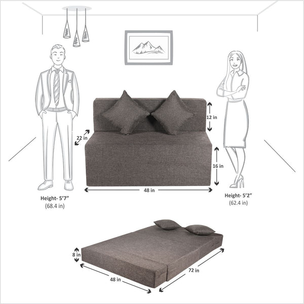FlipperX Sofa Cum Bed Cover - 3 Seater, Plain Cushion ( Premium Jute Fabric, Grey )