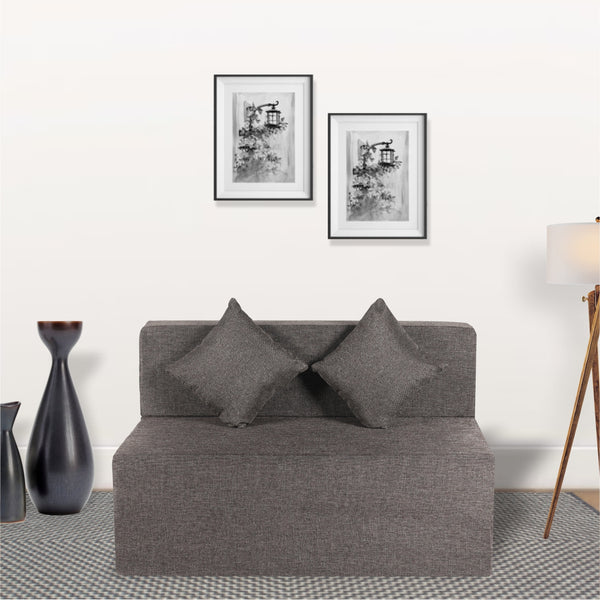 FlipperX Sofa Cum Bed Cover - 3 Seater, Plain Cushion ( Premium Jute Fabric, Grey )