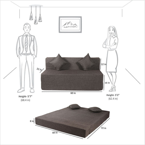 Rejoice Sofa Cum Bed Cover - 3 Seater, Plain Cushion ( Jute Fabric,  Brown )