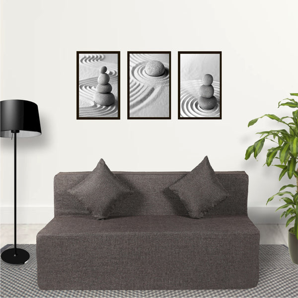 Rejoice Sofa Cum Bed Cover - 3 Seater, Plain Cushion ( Jute Fabric,  Brown )