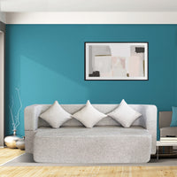 flipper x sofa cum bed 3 seater same cushion jute fabric grey copy