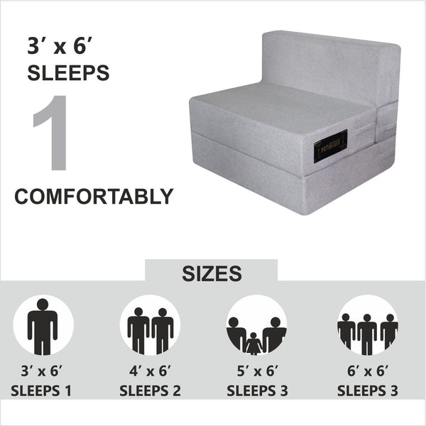 Rejoice Sofa Cum Bed - 1 Seater ( Jute Fabric, Light Grey )
