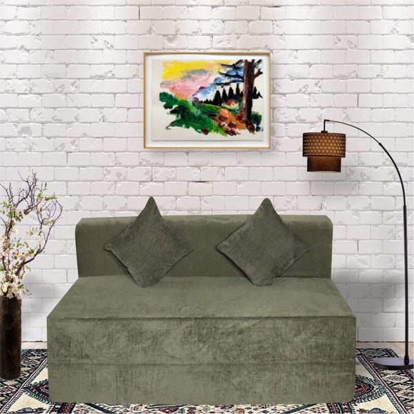 Rejoice Sofa Cum Bed Cover - 3 Seater, Plain Cushion ( Premium Molfino Fabric,  Green )