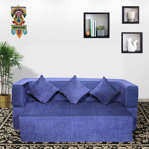 FlipperX Sofa Cum Bed Cover - 3 Seater, Plain Cushion ( Premium Molfino Fabric, Purple )