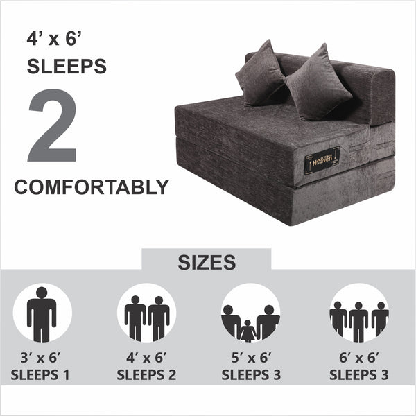 Rejoice Sofa Cum Bed - 2  Seater, Plain Cushion ( Premium Molfino Fabric, Fossil Grey )