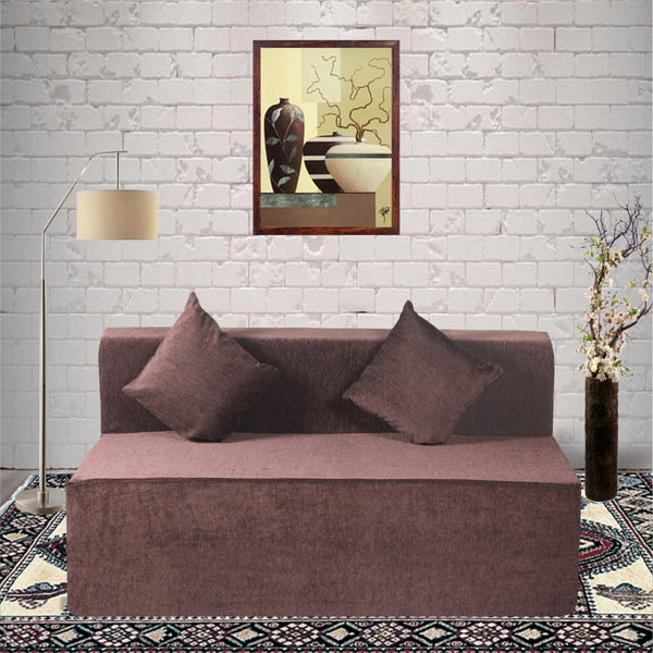Rejoice Sofa Cum Bed Cover - 3 Seater, Plain Cushion ( Premium Molfino Fabric,  Brown )