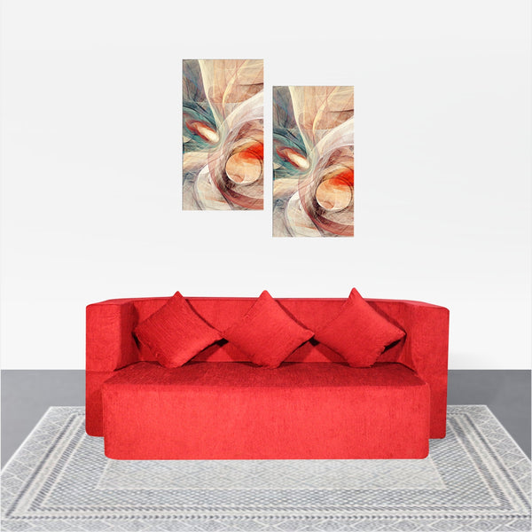 Flipper X Sofa Cum Bed - 3  Seater, Plain Cushion ( Premium Molfino Fabric, Maroon )