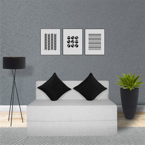 Rejoice Sofa Cum Bed - 2 Seater Printed Cushion ( Jute Fabric,  Light Grey )