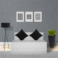 rejoice sofa cum bed 2 seater black cushion jute fabric light grey