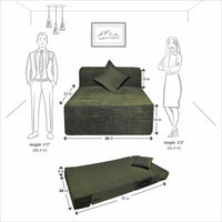 cover of green molfino fabric 6x3 rejoice sofa cum bed
