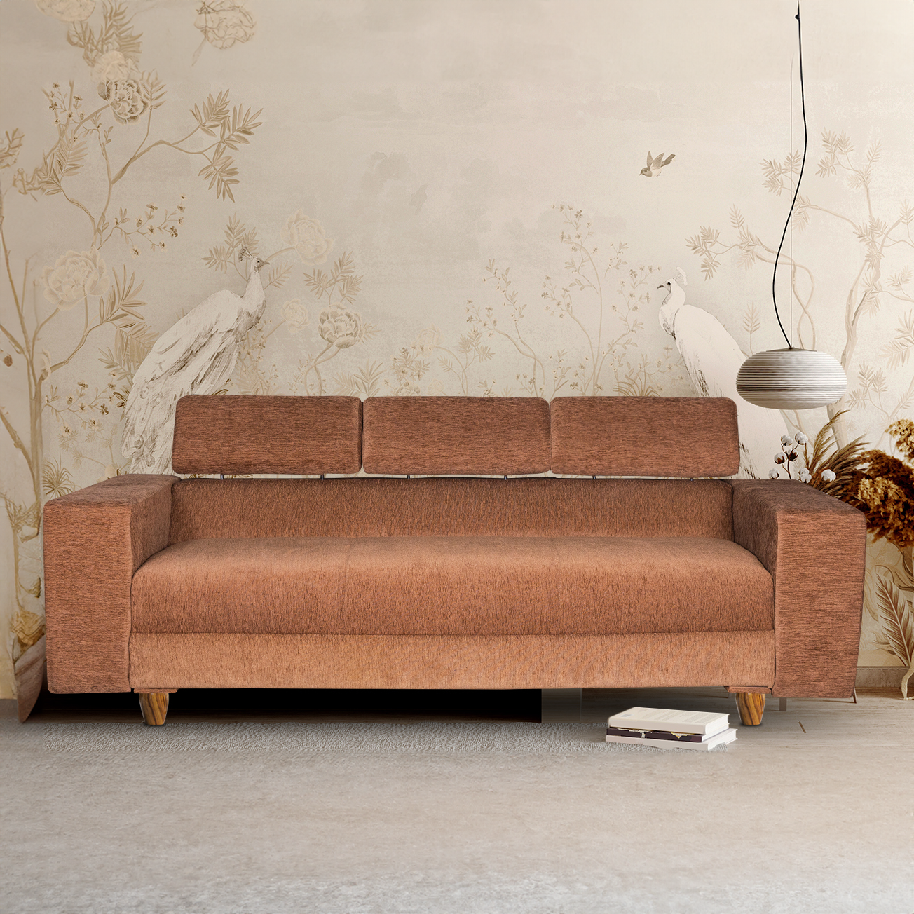 Berlin 3 Seater Sofa- ( Premium Molfino Fabric- Beige )