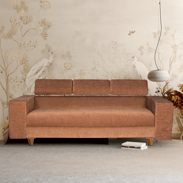 Berlin 3 Seater Sofa- ( Premium Molfino Fabric- Beige )