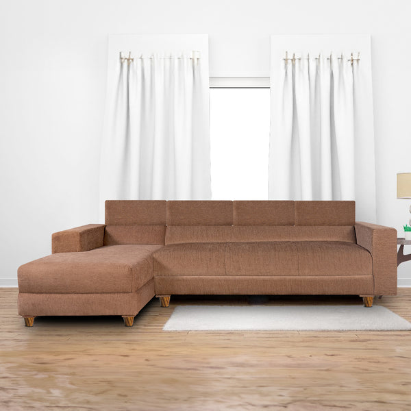 Berlin 6 Seater Sofa Left Corner- ( Premium Molfino Fabric- Beige )