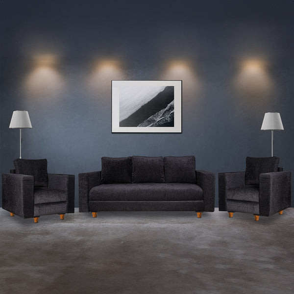 Rio 5 Seater Sofa- (3+1+1) ( Premium Molfino Fabric- Black )
