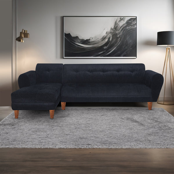 Milan 6 Seater Sofa Left Corner- ( Premium Molfino Fabric- Black )