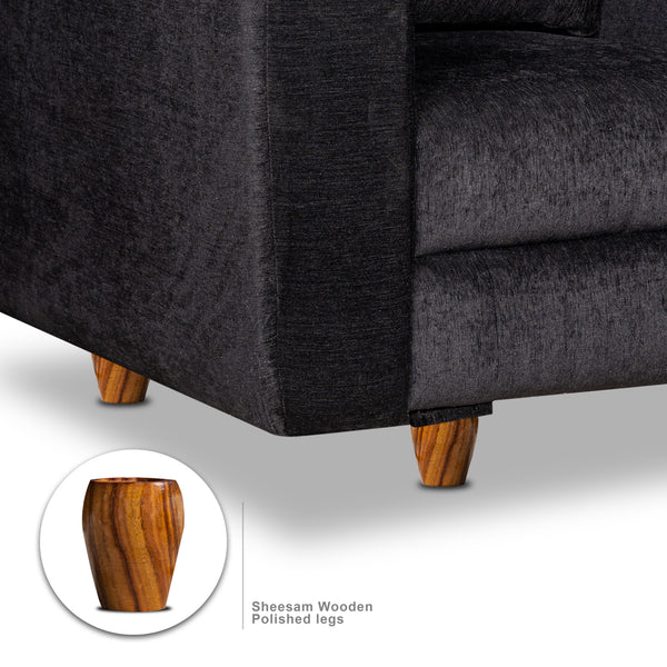 Rio 5 Seater Sofa- (3+1+1) ( Premium Molfino Fabric- Black )