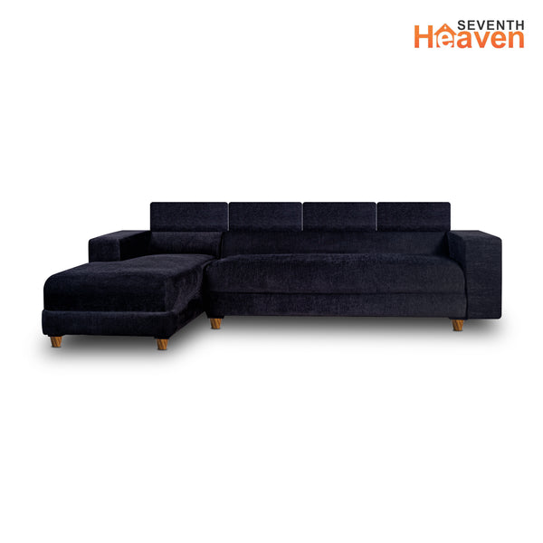 Berlin 6 Seater Sofa Left Corner- ( Premium Molfino Fabric- Black )