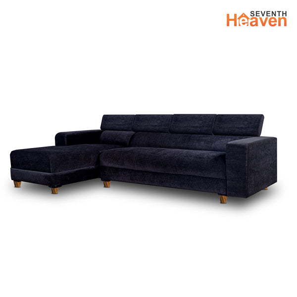 Berlin 6 Seater Sofa Left Corner- ( Premium Molfino Fabric- Black )