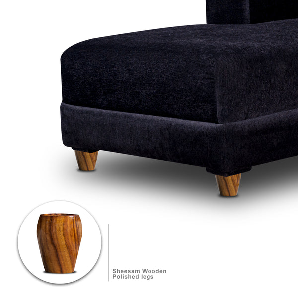 Berlin 6 Seater Sofa Left Corner- ( Premium Molfino Fabric- Black )