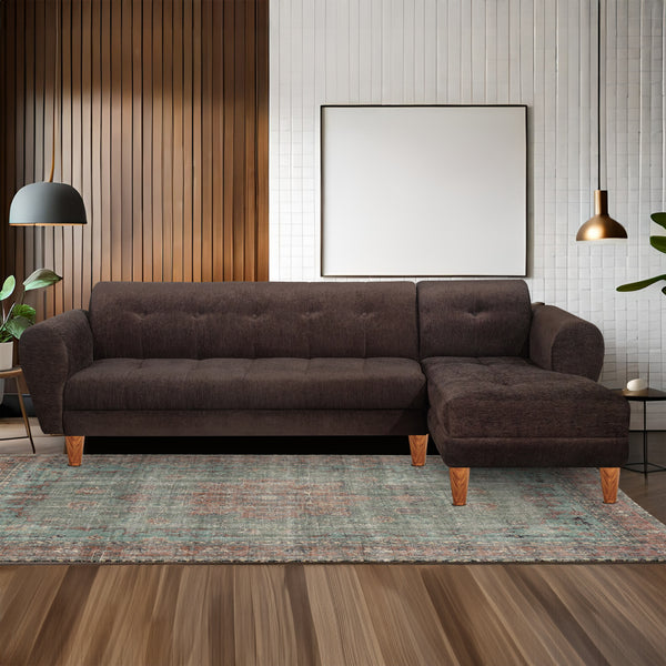 Milan 6 Seater Sofa Right Corner- ( Premium Molfino Fabric- Brown )