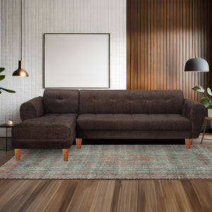 Milan 6 Seater Sofa Set Left Corner- ( Premium Molfino Fabric- Brown)