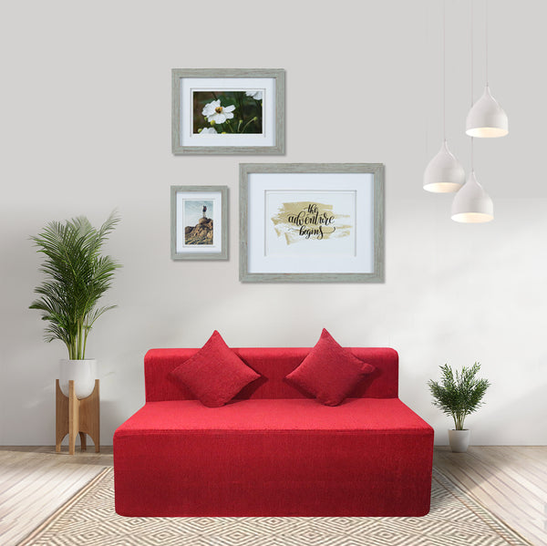 Rejoice Sofa Cum Bed - 3 Seater, Plain Cushion ( Premium Molfino Fabric, Maroon )