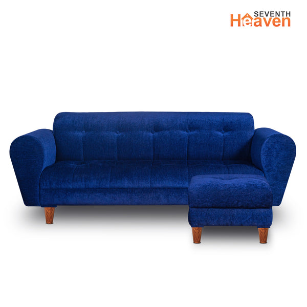 Milan 4 Seater with Ottoman- ( Premium Molfino Fabric- Blue )