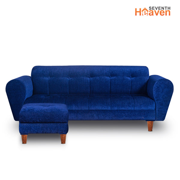 Milan 4 Seater with Ottoman- ( Premium Molfino Fabric- Blue )