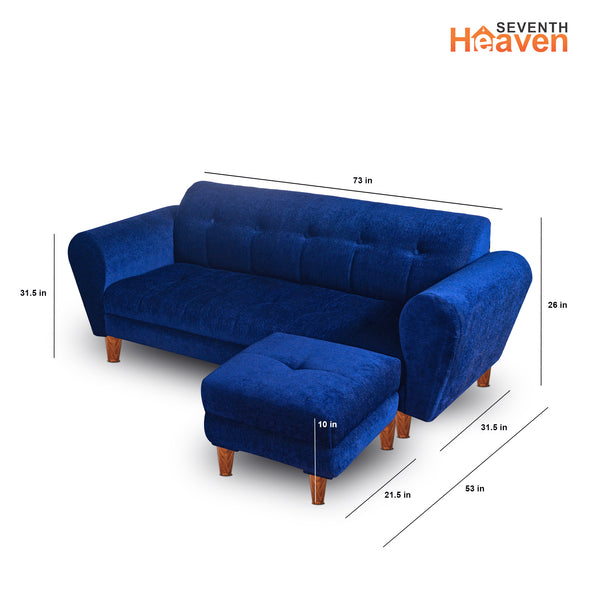 Milan 4 Seater with Ottoman- ( Premium Molfino Fabric- Blue )