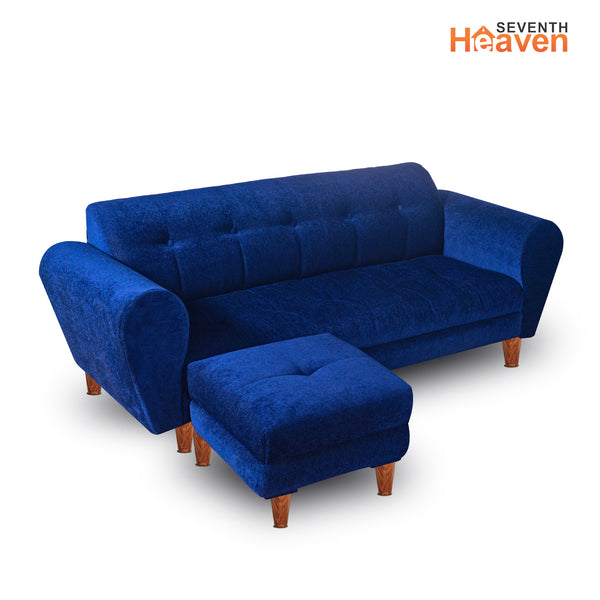 Milan 4 Seater with Ottoman- ( Premium Molfino Fabric- Blue )